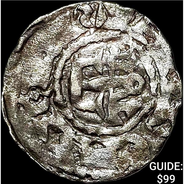 1100s France Crusades Anjou Silver Denier NEARLY UNCIRCULATED