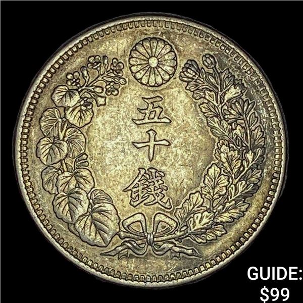 1906-1912 Japan Silver 50 Sen CLOSELY UNCIRCULATED