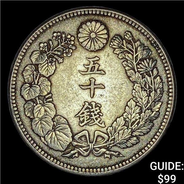 1906-1912 Japan Silver 50 Sen CLOSELY UNCIRCULATED