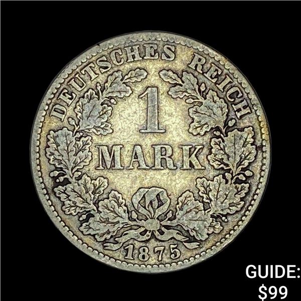1875-D Germany Silver 1 Reichsmark NEARLY UNCIRCULATED