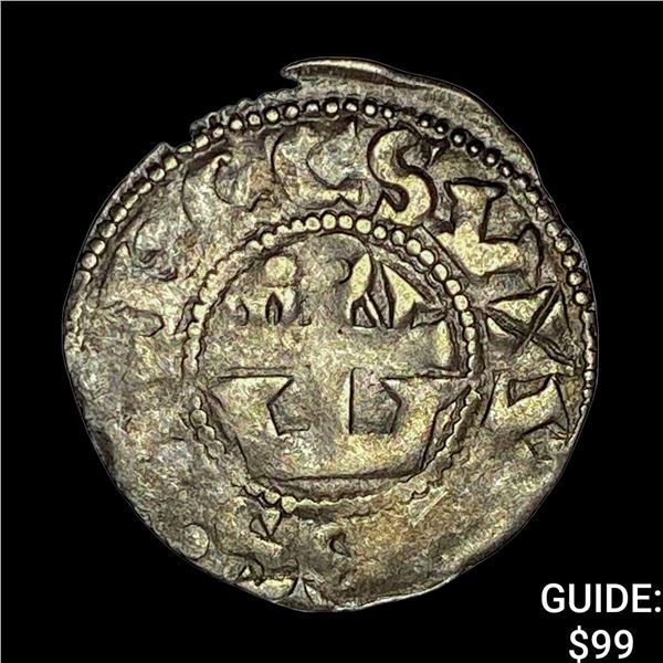 1100s France Crusades Anjou Silver Denier NEARLY UNCIRCULATED