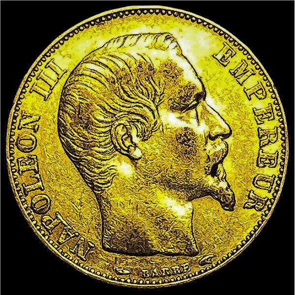 1854-A France Napoleon III Gold 20 Francs .1867oz CLOSELY UNCIRCULATED