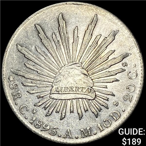 1895Cn AM Mexico Silver 8 Reales Cap&Rays CHOICE AU