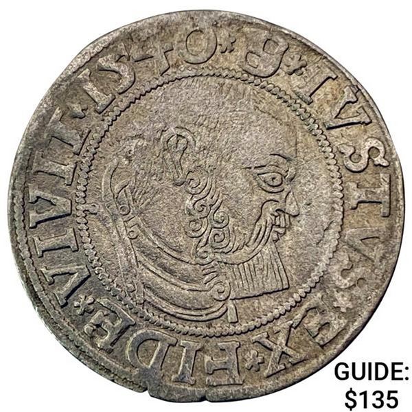 1529-1558 Prussia Silver Groschen Albert I CLOSELY UNCIRCULATED