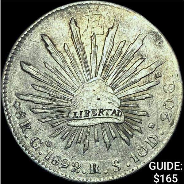 1892Go RS Mexico Silver 8 Reales CHOICE AU