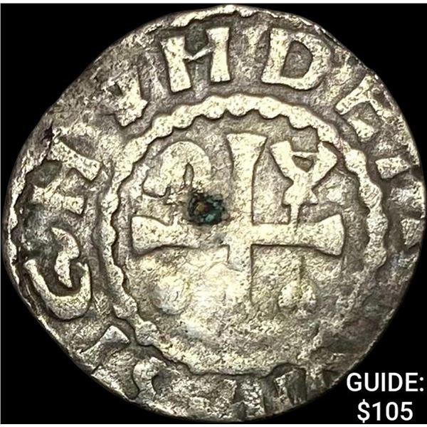 1030-1246 French Feudal Maine Silver Denier NEARLY UNCIRCULATED