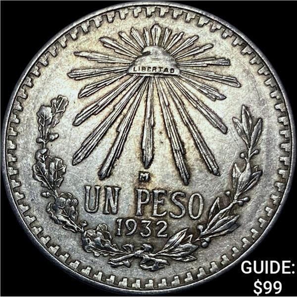 1932-M Mexico Silver Peso CHOICE AU