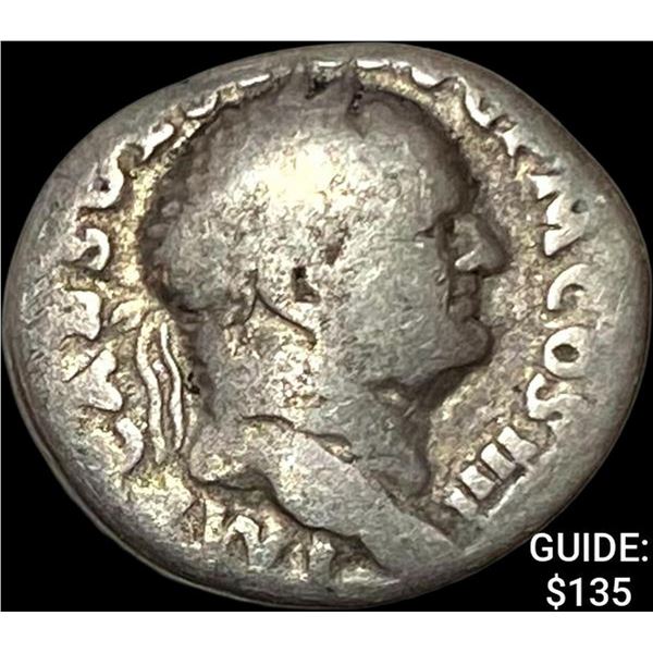 Roman Vespasian 72-73 AD Silver Denarius ABOUT UNCIRCULATED
