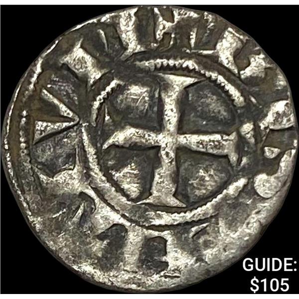 1100s-1300s French Feudal Silver Denier-Archbishops NEARLY UNCIRCULATED