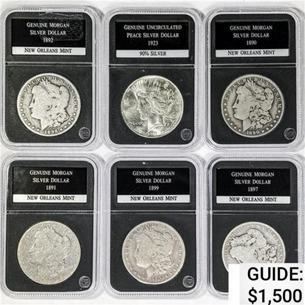 [6 Coins]1890-1923 Morgan Silver Dollars PCS Genuine
