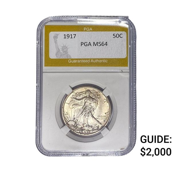 1917 Walking Liberty Half Dollar PGA MS64