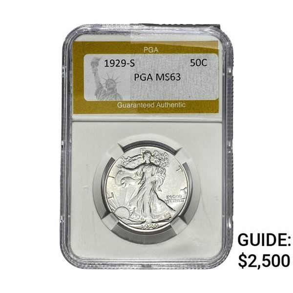 1929-S Walking Liberty Half Dollar PGA MS63