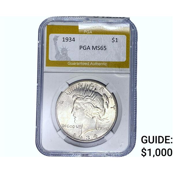 1934 Silver Peace Dollar PGA MS65