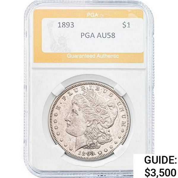 1893 Morgan Silver Dollar PGA AU58
