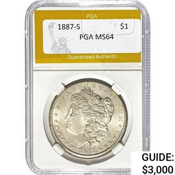 1887-S Morgan Silver Dollar PGA MS64