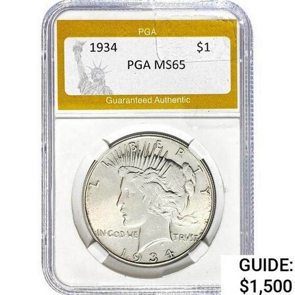 1934 Silver Peace Dollar PGA MS65