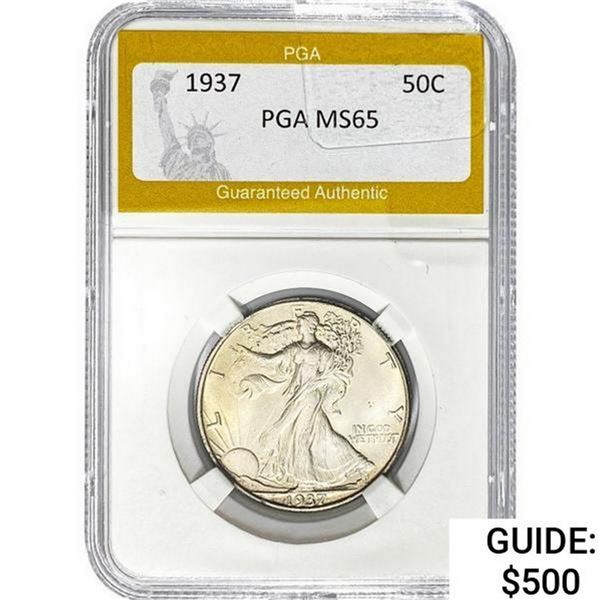 1937 Walking Liberty Half Dollar PGA MS65
