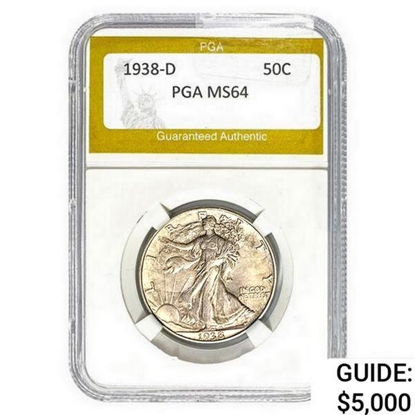 1938-D Walking Liberty Half Dollar PGA MS64