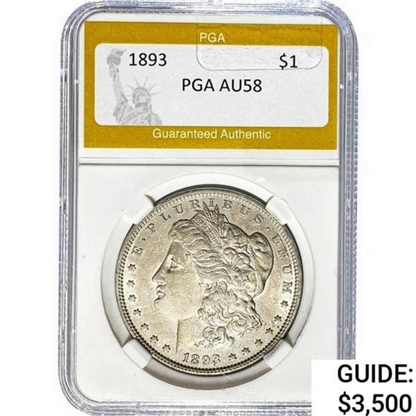1893 Morgan Silver Dollar PGA AU58