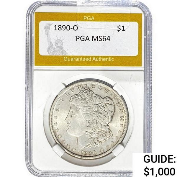 1890-O Morgan Silver Dollar PGA MS64