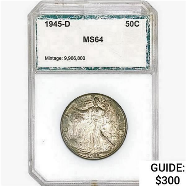1945-D Walking Liberty Half Dollar PCI MS64