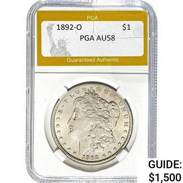 1892-O Morgan Silver Dollar PGA AU58