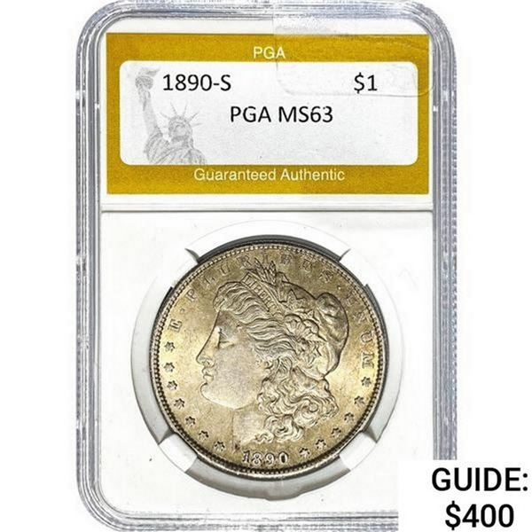 1890-S Morgan Silver Dollar PGA MS63