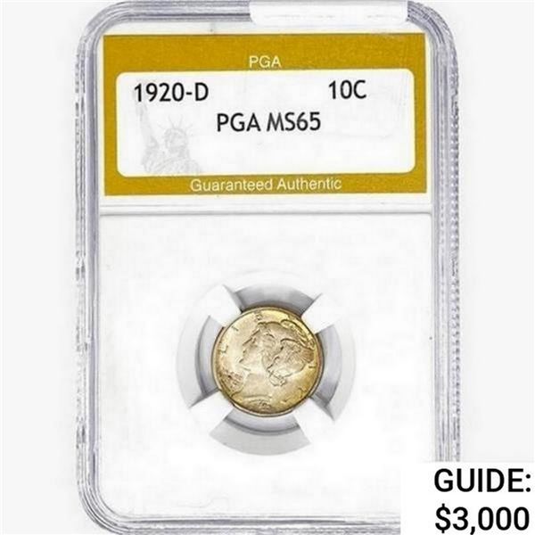 1920-D Mercury Silver Dime PGA MS65