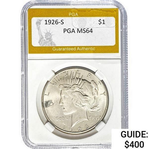 1926-S Silver Peace Dollar PGA MS64