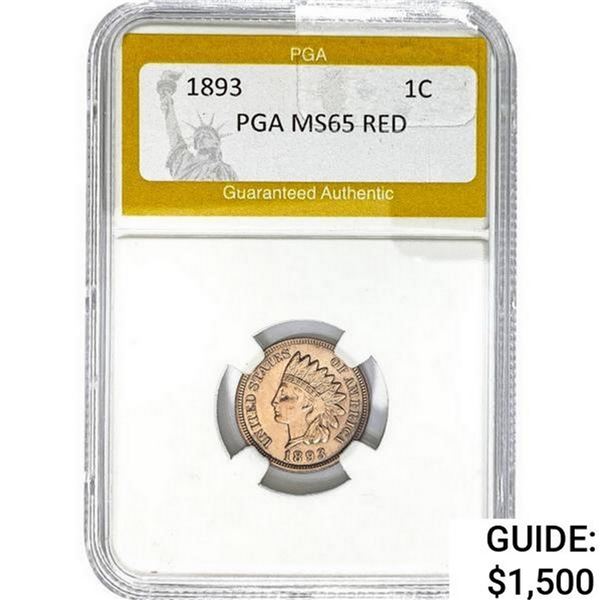 1893 Indian Head Cent PGA MS65 Red