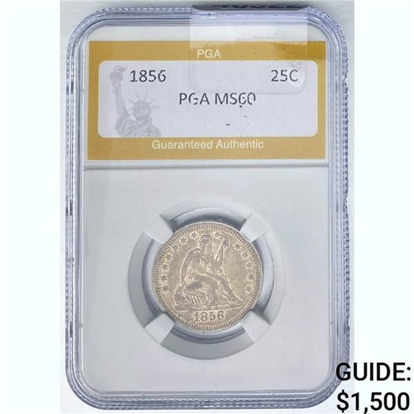 1856 Seated Liberty Quarter PGA MS60