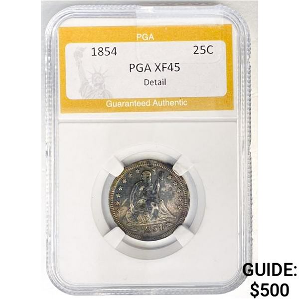 1854 Seated Liberty Quarter PGA XF45