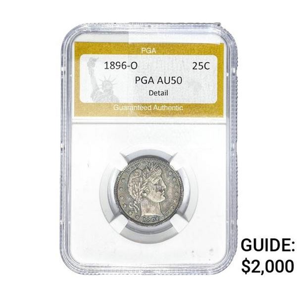 1896-O Barber Quarter PGA AU50 Detail