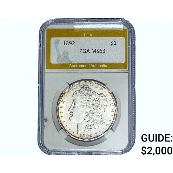 1892 Morgan Silver Dollar PGA MS63