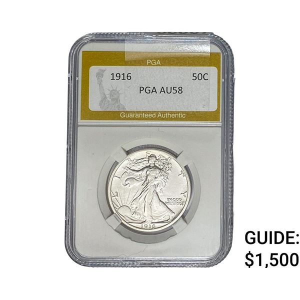 1916 Walking Liberty Half Dollar PGA AU58