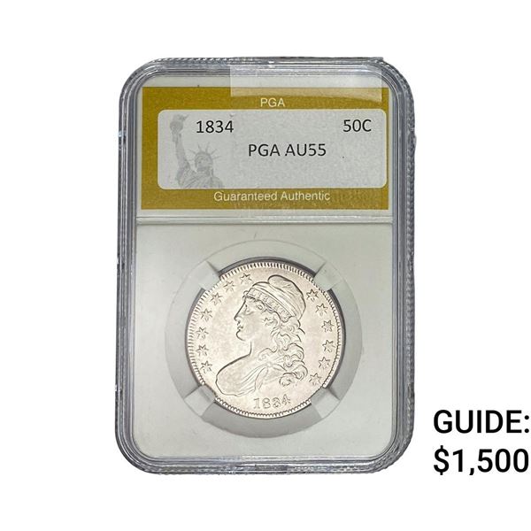 1834 Capped Bust Half Dollar PGA AU55