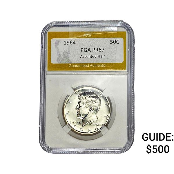 1964 Kennedy Accented Hair Half Dollar PGA PR67