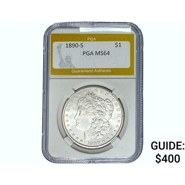 1890-S Morgan Silver Dollar PGA MS64