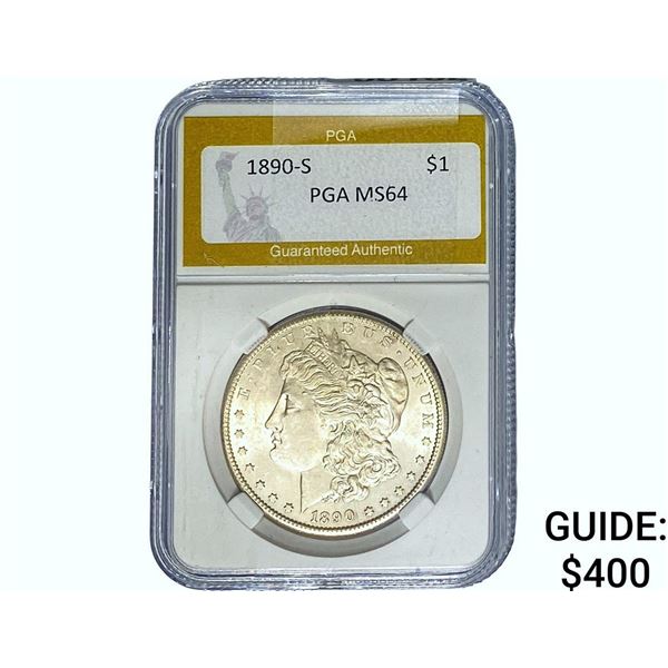1890-S Morgan Silver Dollar PGA MS64