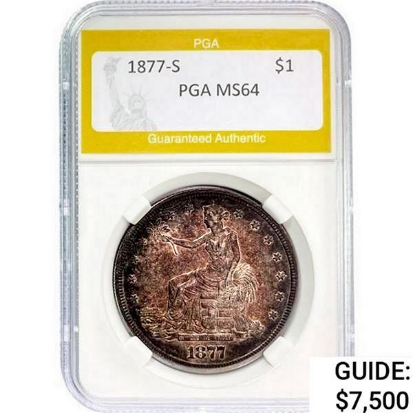 1877-S Silver Trade Dollar PGA MS64