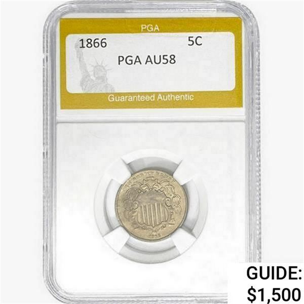 1866 Shield Nickel PGA AU58
