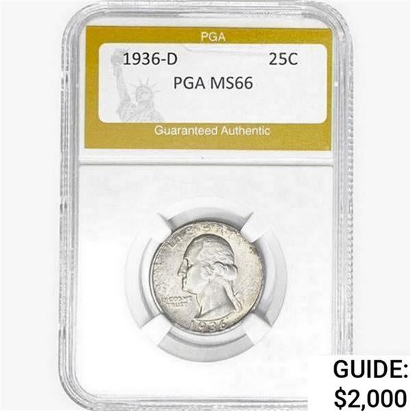 1936-D Washington Silver Quarter PGA MS66