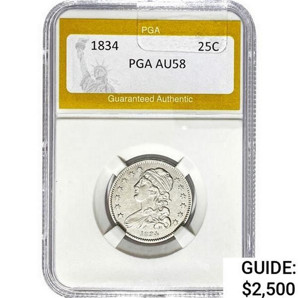 1834 Capped Bust Quarter PGA AU58