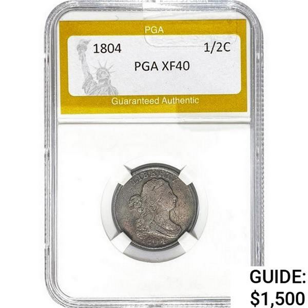 1804 Draped Bust Half Cent PGA XF40