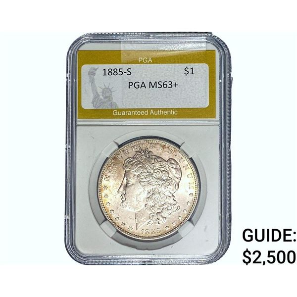 1885-S Morgan Silver Dollar PGA MS63+