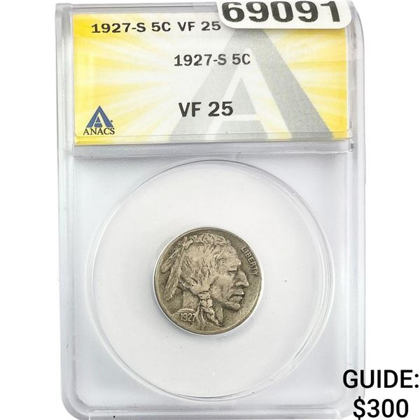 1927-S Buffalo Nickel ANACS VF25