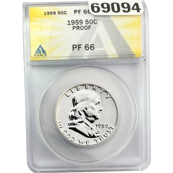 1959 Franklin Half Dollar ANACS PF66