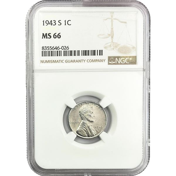1943-S Wheat Cent NGC MS66