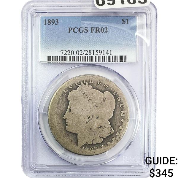 1893 Morgan Silver Dollar PCGS FR02