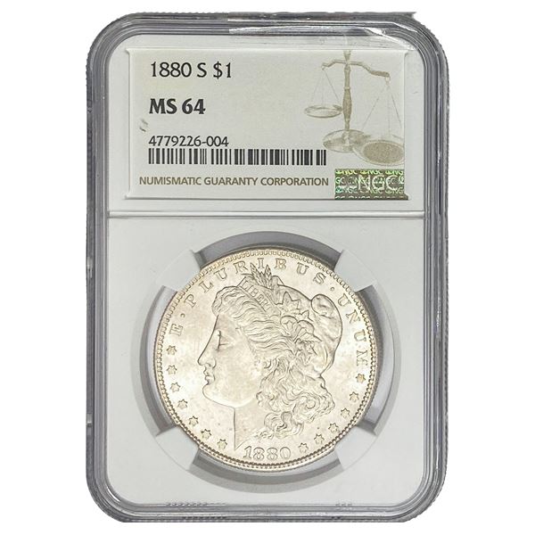 1880-S Morgan Silver Dollar NGC MS64